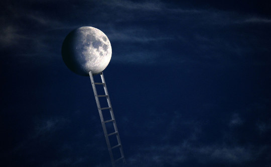 a ladder reaching up to the moon